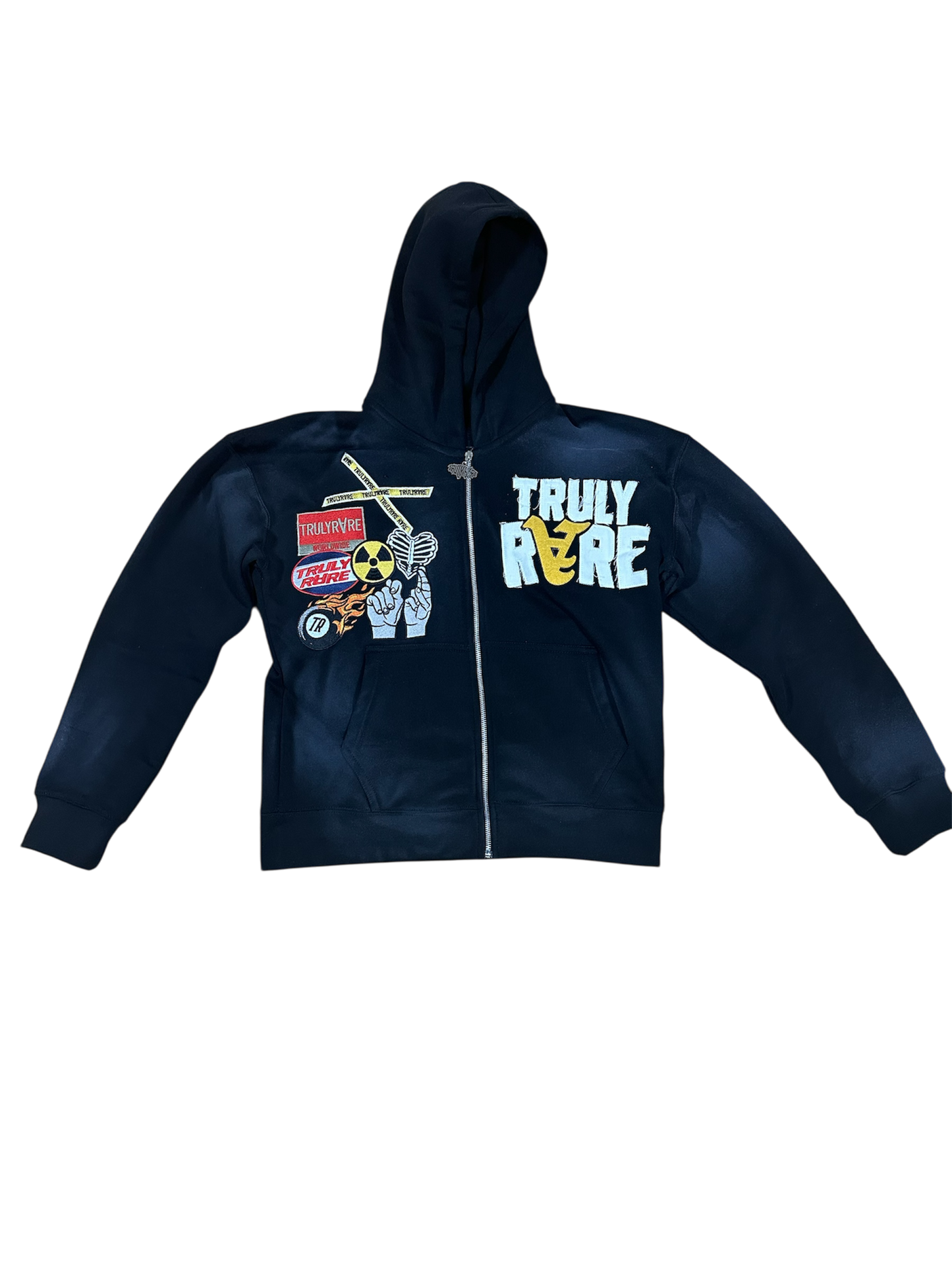 Sun washed black zip-up jacket