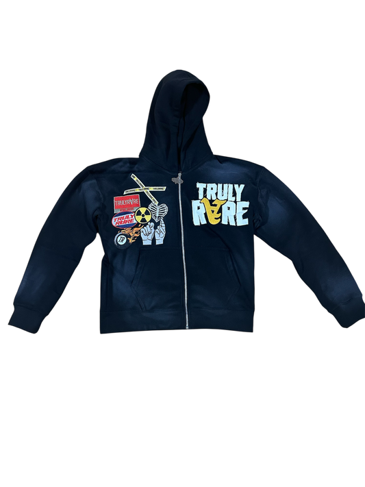 Sun washed black zip-up jacket