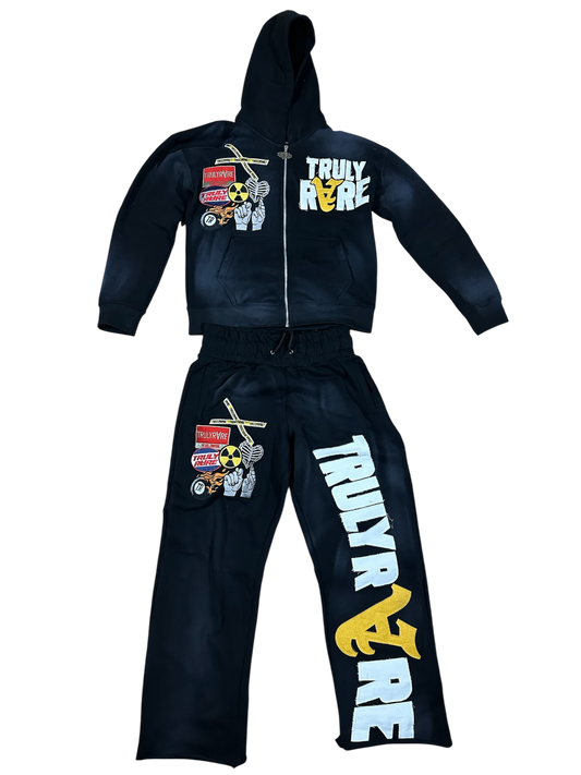 Sun washed black sweatsuit